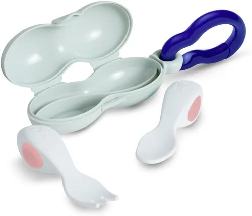 Miniatura 11 de Doddl Cuchara y tenedor para bebé, juego de cubiertos + estuche de viaje para bebés de 6 meses en adelante, aprende a autoalimentarse. Ayuda al