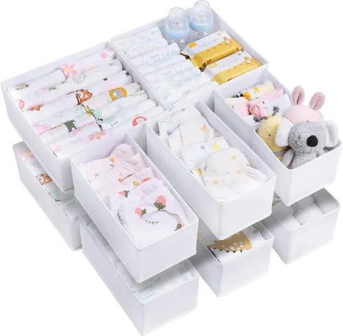 Miniatura 10 de Vtopmart Paquete de 18 organizadores de ropa de bebé, organizador de cajones de tocador para ropa de bebé, contenedores de almacenamiento plegables