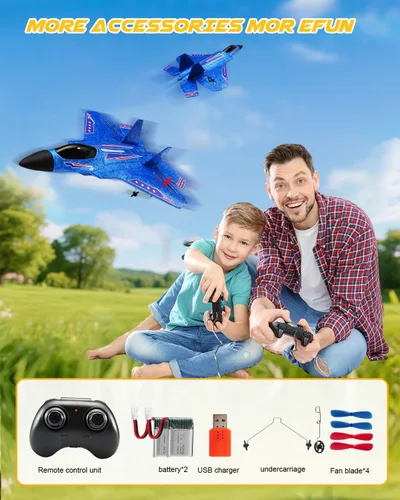 Miniatura 5 de Avión RC ANTSIR F22, Avión RC con Estabilizador de Giro/Luz LED/2 Baterías Recargables, Avión a Control Remoto 2.4GHz, Fácil de Volar, Avión RC