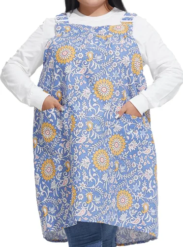 Miniatura 20 de Delantales sin lazos para mujer, talla grande, con bolsillos, de algodón, lino, para hornear, cocina, cocina