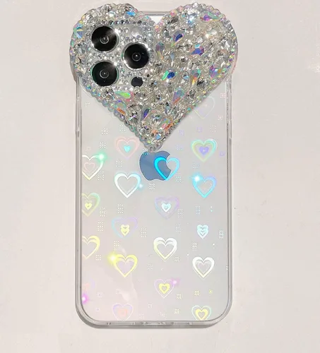 Miniatura 6 de Bonita funda para iPhone 11 con purpurina 3D para mujeres y niñas, bonita funda transparente con diamantes de imitación y diamantes de imitación