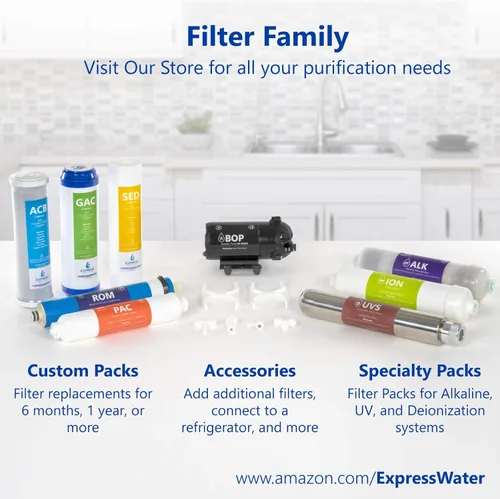 Miniatura 6 de Express Water Juego de filtros de sistema de ósmosis inversa para encimera - 7 filtros de repuesto - Cartuchos de filtro de conexión rápida de 1 a 4