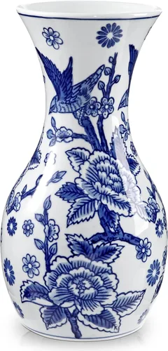 Miniatura 15 de Pequeño Jarrón Azul y Blanco, Pack de 2, Jarrón de Brotes de 6 Pulgadas de Cerámica, Jarrones Retro Chinoiserie para Decoración de Flores Frescas