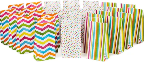 Miniatura 9 de Hallmark Bolsas envueltas para regalos de fiesta de color sólido (30 unidades, 5 de cada una de azul, rojo, verde, amarillo, naranja, rosa)