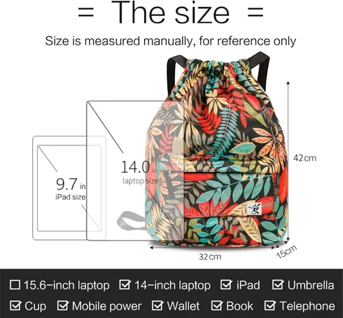 Miniatura 7 de Bolsa impermeable con cordón para ir al gimnasio o la playa, o practicar deportes, unisex