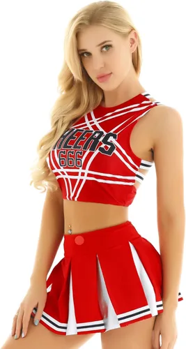 Miniatura 2 de Nikiikoo - Disfraz de animadora para mujer, con minifalda plisada, uniforme de animadora, ropa de baile