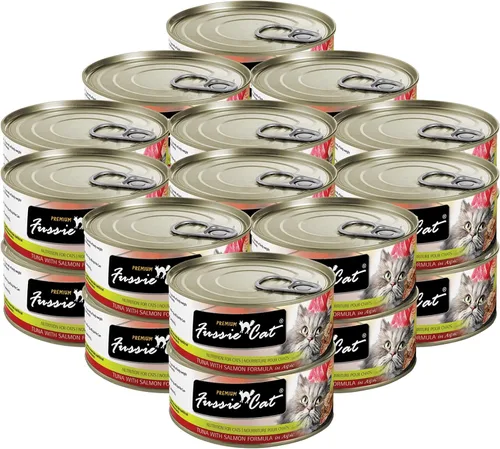 Miniatura 12 de Fussie Cat Comida húmeda prémium de atún y gambas en Aspic sin granos para gatos, 2.82 onzas, caja de 24