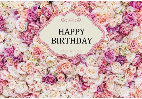 Yeele Telón de fondo de cumpleaños rosa de 7 x 5 pies con flores rojas y rosas para fotografía de niñas y mujeres, retratos, suministros de