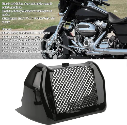 Miniatura 2 de Tyenaza Funda para enfriador de aceite de motocicleta, kit de protección para enfriador de aceite de motocicleta con soporte para Touring FLHT FLTRX