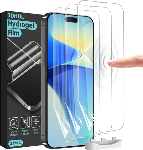 Miniatura 8 de Protector de pantalla [3 unidades de película de hidrogel suave para iPhone 15 Pro/15, TPU flexible irrompible mejorado]