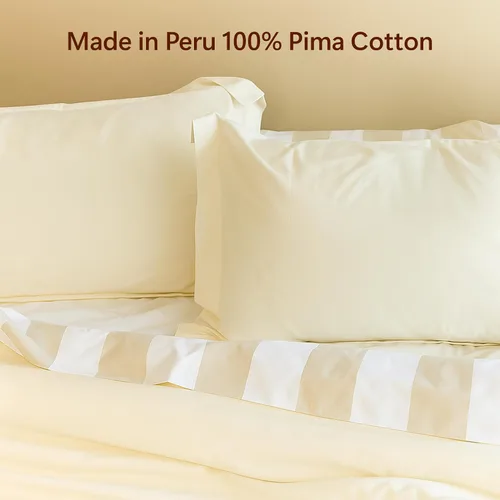 Miniatura 5 de Peru Pima Juego de funda de edredón Percal de 415 hilos, 100% algodón peruano Pima, 2 piezas (1 funda y 1 funda de almohada), ropa de cama fresca