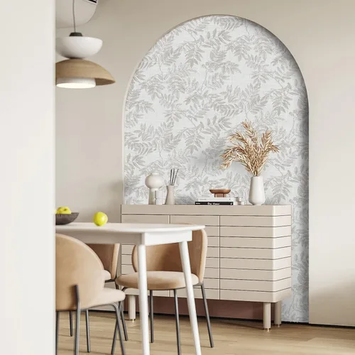 Miniatura 6 de Papel tapiz de hojas neutrales de 393 pulgadas de largo, 17.3 pulgadas de ancho, papel de contacto bohemio para armarios y cajones, moderno