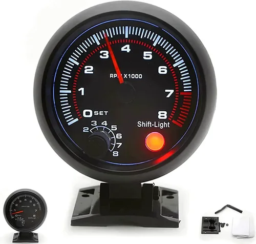 Calibre tacómetro, Geevorks - Tacómetros de repuesto automotriz de 3.75 pulgadas, 12 V, 0-8000 RPM, tacómetro RPM para motores de cilindros de 4/6/8