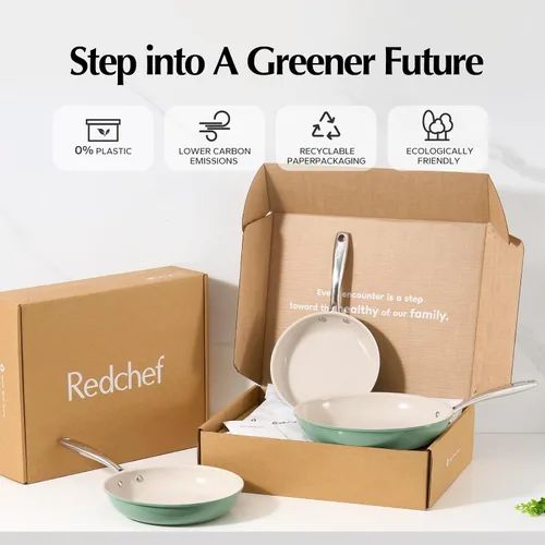 Miniatura 5 de Sartén antiadherente Redchef para freír y saltear, sartenes antiadherentes de cerámica, sartén de 11 pulgadas con asa de enfriamiento, apta