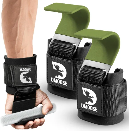 Miniatura 14 de DMoose Fitness Ganchos de levantamiento de pesas (par) para peso muerto, dominadas, remo y encogimientos de hombros – Correa de nailon Púrpura