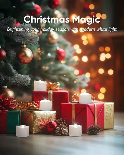 Miniatura 4 de Homemory Velas LED sin llama de color blanco frío, 200 horas de duración, funciona con pilas, velas votivas eléctricas falsas para Navidad
