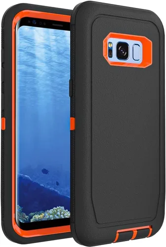 Miniatura 30 de Funda para Galaxy S21, Funda Resistente de Grado Militar Resistente a los Golpes y a Prueba de Caídas para Samsung Galaxy S21, Negro+Naranja Negro