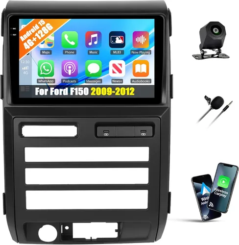 [Android 15 4+128G] Estéreo de coche para Ford F150 2009 2010 2011 2012 con Carplay inalámbrico Android Auto, 9 pulgadas Incell pantalla táctil