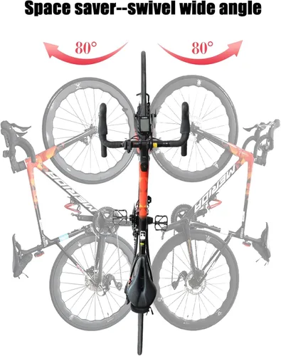 Miniatura 2 de PHUNAYA Soporte de pared vertical para bicicleta, ganchos giratorios para bicicleta, para garaje, pared de garaje, ganchos para bicicletas, jardín