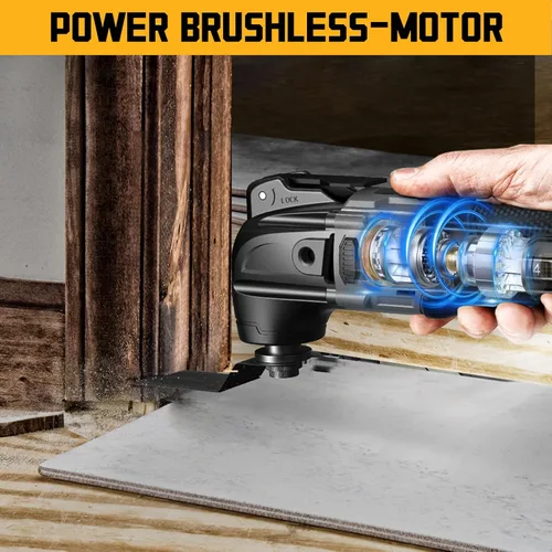 Miniatura 4 de Cerycose Herramienta oscilante inalámbrica compatible con batería Dewalt de 20 V, 21000 OPM Max sin escobillas con mango auxiliar, multiherramienta