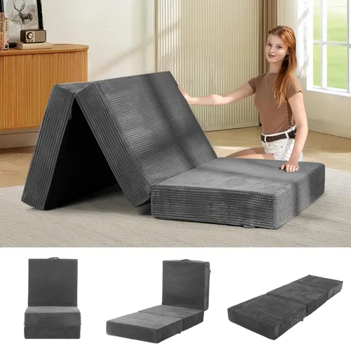 Miniatura 16 de Colchón de tres pliegues de 6 pulgadas, tamaño individual, sofá cama plegable con funda extraíble lavable, colchón plegable de espuma de alta