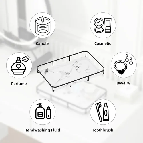 Miniatura 3 de Dobbyby Bandeja de Tocador Organizador de Maquillaje Almacenamiento de Cosméticos Organizador de Cuidado de la Piel para Baño Estante de Exhibición