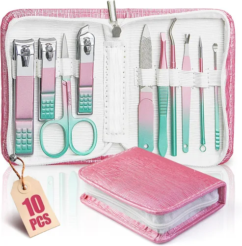 Miniatura 8 de WOAMA Juego de manicura - Kit de pedicura 10 en 1 con bolsa negra, kit de manicura para mujeres y hombres