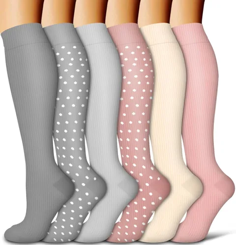 COOLOVER Calcetines de compresión para mujeres y hombres, ideales para circulación, correr, atletismo, recuperación, enfermera, viajes