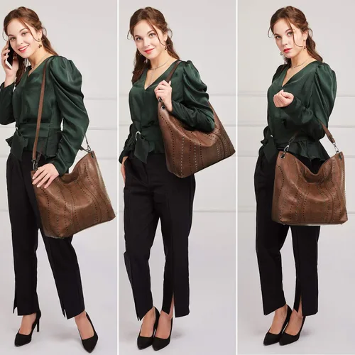 Miniatura 2 de VONMAY Monederos para mujer, bolsos de cuero vegano, grandes tachuelas para damas, bolsas hobo, bolso de mano, bolso de hombro