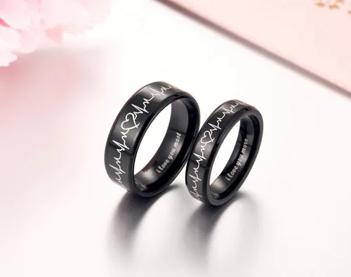 Miniatura 2 de Global Jewelry Anillos de latido de corazón para parejas I Love You More I Love You Most a juego de anillos de promesa para él y ella con caja