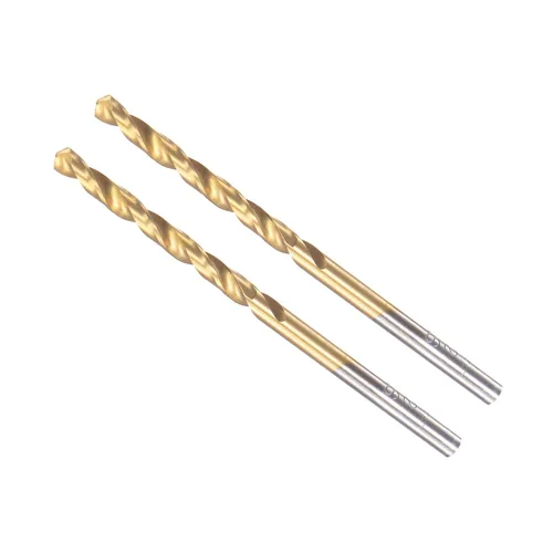 Miniatura 10 de Brocas helicoidales, diámetro de perforación de 0.154 in, acero de alta velocidad recubierto de titanio 6542 vástago redondo recto