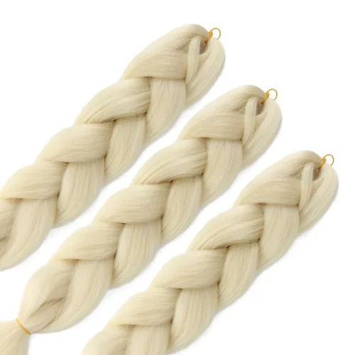 Miniatura 5 de Extensiones de cabello trenzado rubio (613#) trenzado sintético para ganchillo Box Twist para mujeres, 24 pulgadas, 3.53 oz/paquete