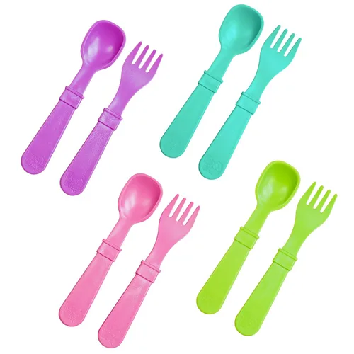 Miniatura 21 de Re-Play Juego de tenedores y cucharas para niños pequeños, juego de utensilios de 4 x 4 para niños, apto para lavavajillas y microondas, fabricado