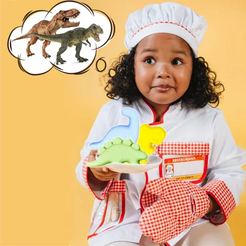 Miniatura 5 de Paquete de 2 moldes de silicona de dinosaurio 3D con temática de dinosaurio para hornear, herramienta de horneado para pastel de chocolate, postre