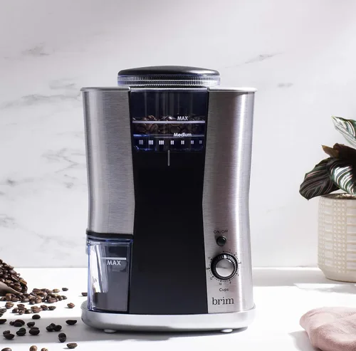 Miniatura 4 de BRIM Molinillo de café cónico, muele uniformemente granos para 1-17 tazas de café, cuenta con recipiente de frijoles extraíble, 17 ajustes precisos