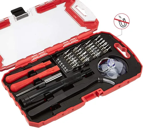 Miniatura 2 de Amazon Basics Juego de destornilladores de precisión, kit de herramientas de reparación electrónica de 32 piezas para portátiles, teléfonos