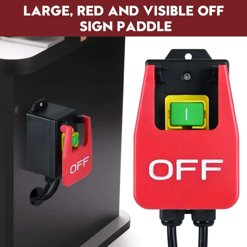 Miniatura 2 de Interruptor monofásico de encendido/apagado de 110 V, interruptor de mesa Ortis Router con señal de parada grande, fácil contacto para apagado