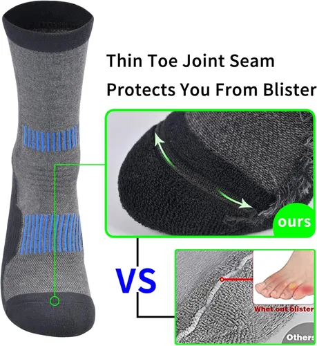 Miniatura 4 de WindCrosser Men's Padded Cushioned Anti Odor Compression Crew Mid Calf Cotton Hiking Trekking Socks