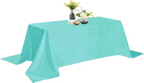 Miniatura 71 de Mantel de poliéster lavable de 90 pulgadas, resistente a las manchas y a las arrugas, mantel decorativo para mesa de comedor, fiestas de bufé y Negro