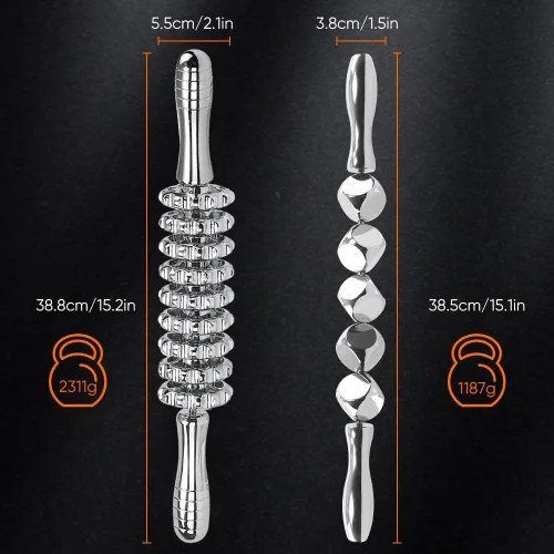 Miniatura 7 de ONUEMP 2 rodillos de masaje de acero inoxidable para esculpir el cuerpo de hielo, kit de maderoterapia Colombiana Professional, rodillo masajeador