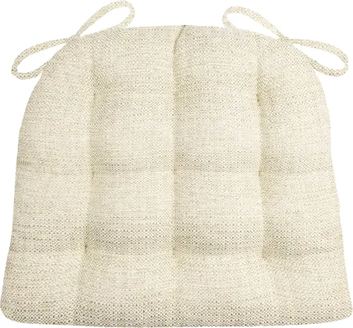 Barnett Home Decor Brisbane - Cojines naturales para sillas de comedor con lazos, tamaño mediano, 16.5 x 18 pulgadas, relleno de espuma de látex,