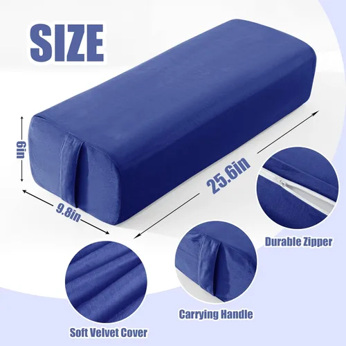 Miniatura 2 de MABOZOO Almohada de yoga, esponja de triple capa, cojín rectangular de yoga con asa de transporte, almohada de meditación con funda lavable para Azul