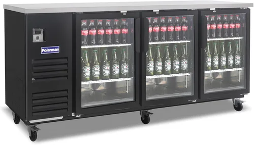 Miniatura 12 de Polarman Refrigerador de botellas con barra trasera, puerta de vidrio, refrigerador de cerveza certificado NSF/ETL, refrigerador de bebidas bajo