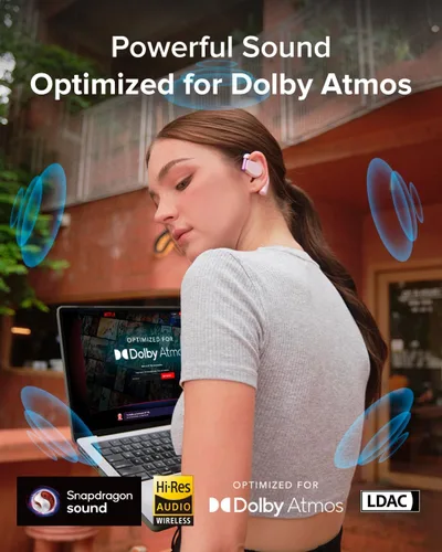 Miniatura 2 de Cleer ARC 3 - Audífonos de oreja abierta – Dolby Audio, Snapdragon Sound auriculares verdaderamente inalámbricos, batería de 50 horas, Bluetooth Rosa