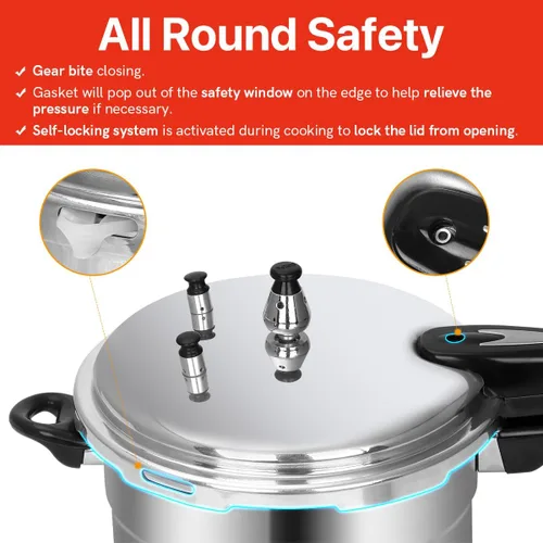 Miniatura 5 de Fulgutonit Olla a presión de 5.3 cuartos de galón, olla de presión compatible con inducción de 10 psi, con control de presión múltiple y protección