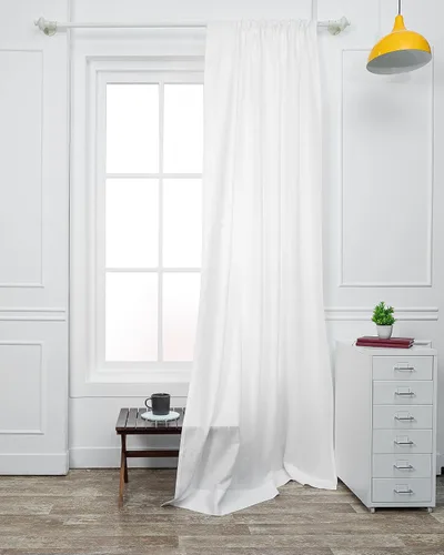 Miniatura 14 de D'Moksha Homes Cortina de lino europeo negro de 52 x 63 pulgadas, con bolsillo para cortinero, 1 panel, 1 panel, 100% lino puro, tratamiento