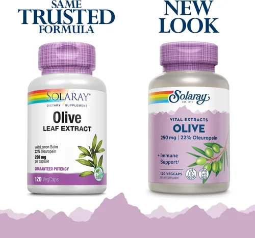 Miniatura 2 de SOLARAY Extracto de hoja de olivo suplemento al 22%, 250 mg 120