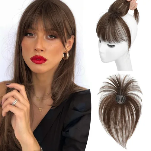 Miniatura 8 de Flequillo con Clip, Flequillo de Cabello con Clip, Flequillo Falso, Flequillo con Clip, Flequillo con Clip de Cabello Humano Real, Postizos Ombre