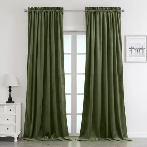 Miniatura 27 de Benedeco - Cortinas de terciopelo burdeos para ventana de dormitorio con pompón, cortinas de lujo súper suaves, oscurecimiento y aislamiento térmico