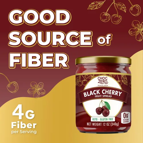 Miniatura 6 de ChocZero Mermelada de cereza negra Keto, sin azúcar añadido, baja en carbohidratos, apta para dieta cetogénica, alta en fibra, sin gluten, endulzada